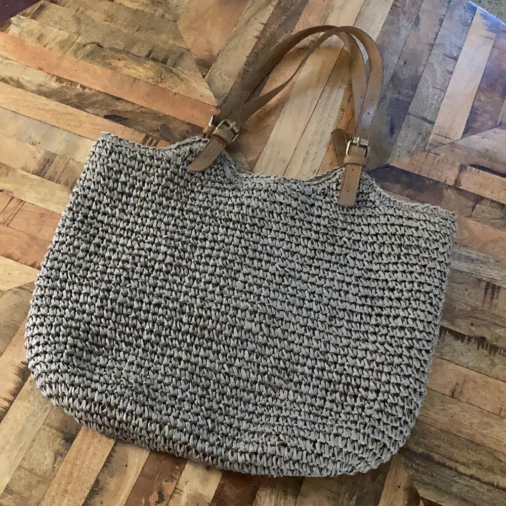 Woven tote.  15” h x 17” w